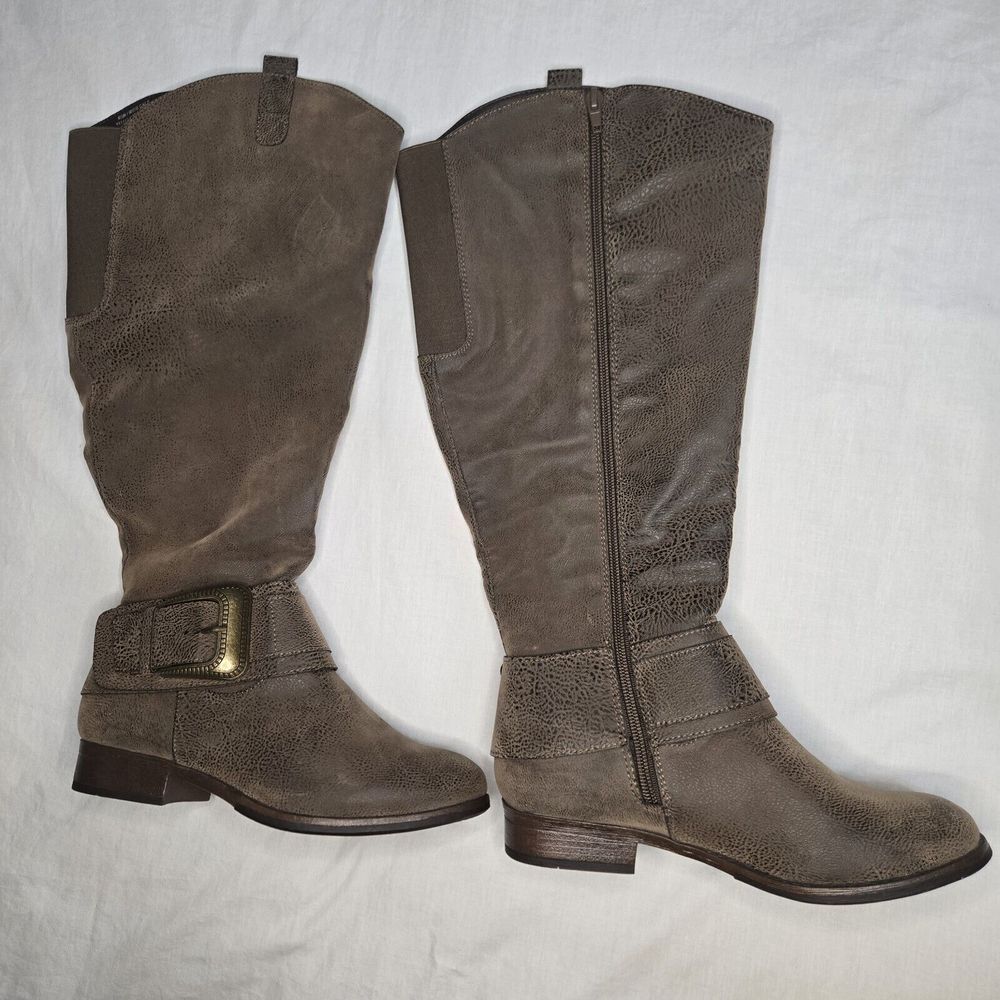 Maurices Delilah Boots Riding Type Boots 6.5 Wide Calf Side Zip Man-made Materia - Picture 9 of 9